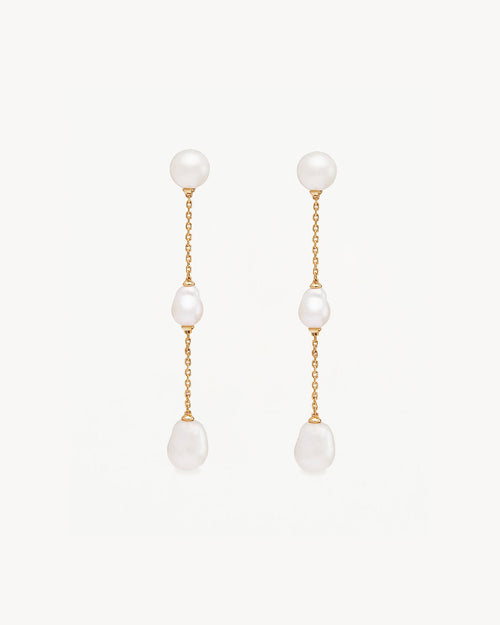 Yellow Gold Vermeil Forever Moments Pearl Chain Earrings