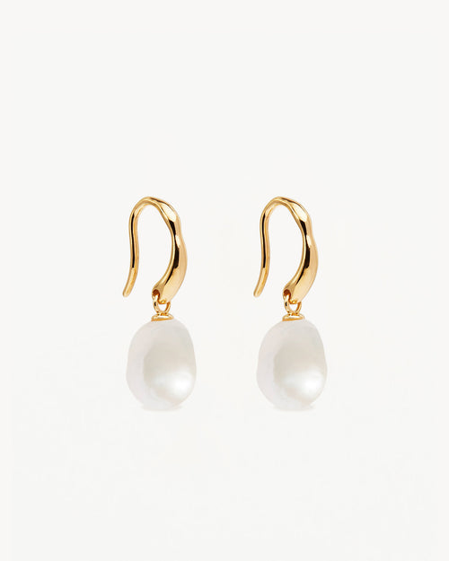 Yellow Gold Vermeil Harmony Pearl Hook Earrings