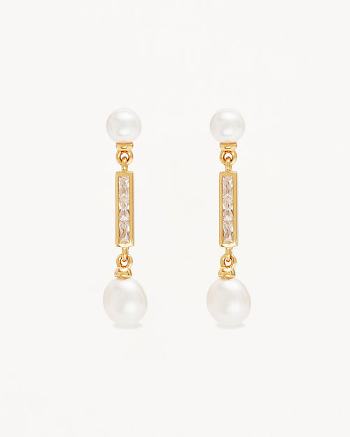 Yellow Gold Vermeil Breathe Pearl Drop Earrings