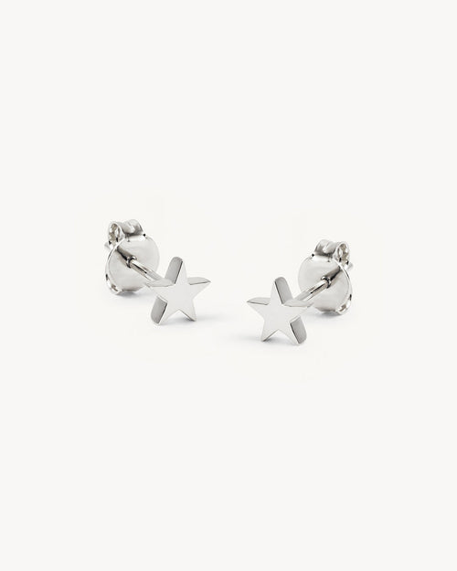 White Gold Vermeil Wishing on a Star Stud Earrings