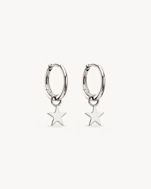 White Gold Vermeil Wishing on a Star Hoops