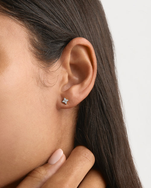White Gold Vermeil Crystal Bloom Stud Earrings