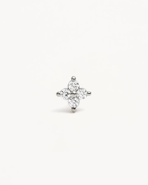 White Gold Vermeil Crystal Bloom Stud Earrings