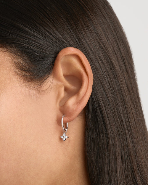 White Gold Vermeil Crystal Bloom Hoops