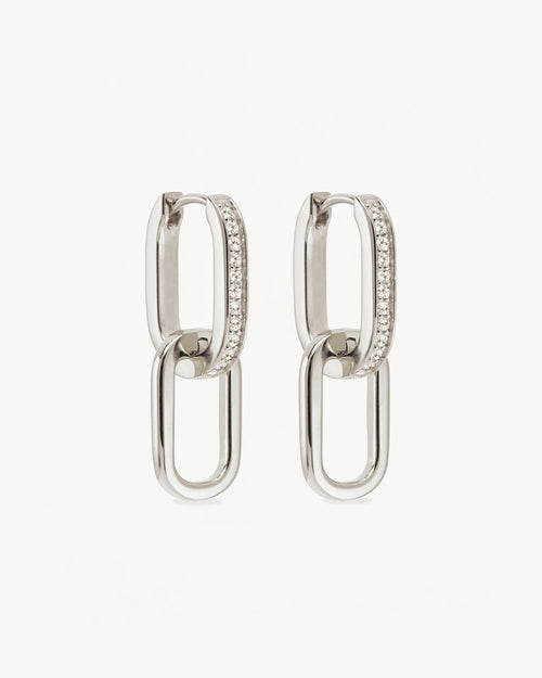 White Gold Vermeil Connect Deeply Hoops
