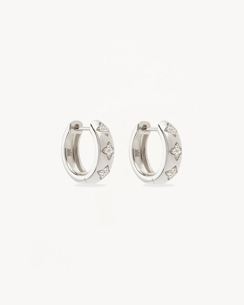 White Gold Vermeil Bloom With You Lotus Hoops