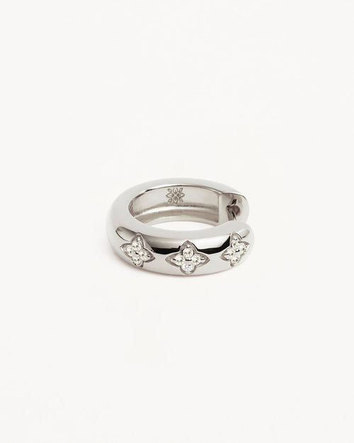 White Gold Vermeil Bloom With You Lotus Hoops