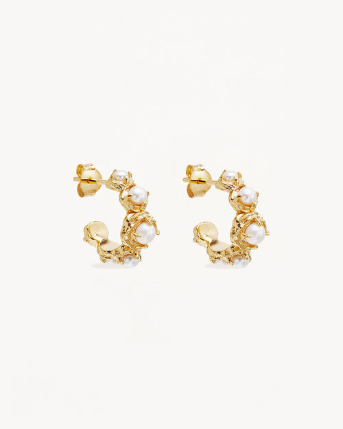 Yellow Gold Vermeil Peace Within Pearl Hoops