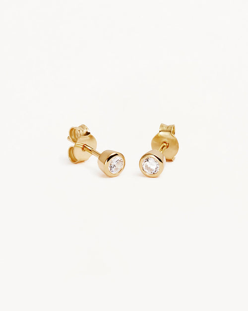 Yellow Gold Vermeil Radiant Crystal Stud Earrings