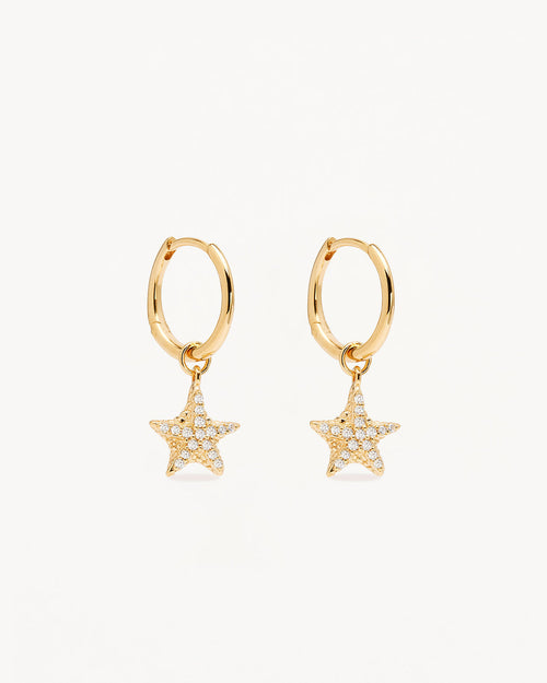 Yellow Gold Vermeil By the Sea Crystal Starfish Hoops