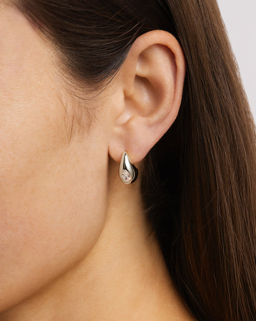 White Gold Vermeil Dewdrop Small Earrings