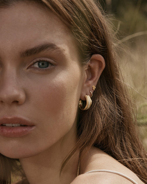 Yellow Gold Vermeil Bloom Within Lotus Stud Earrings