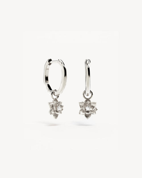 White Gold Vermeil Bloom Within Lotus Hoops