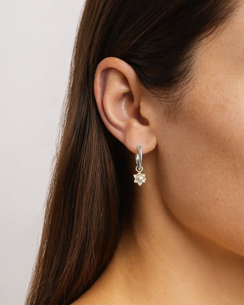 White Gold Vermeil Bloom Within Lotus Hoops