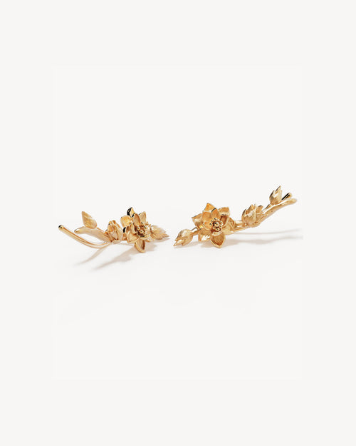 Yellow Gold Vermeil Bloom Within Lotus Ear Crawlers