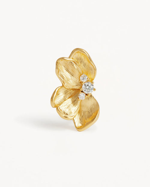 Gold Plated Serene Lotus Statement Earrings