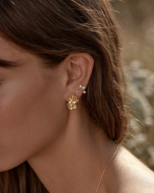 Gold Plated Serene Lotus Statement Earrings