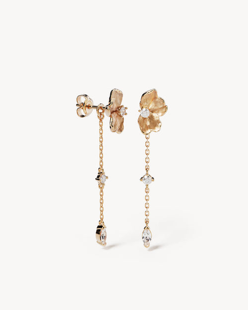 Yellow Gold Vermeil Serene Lotus Chain Earrings