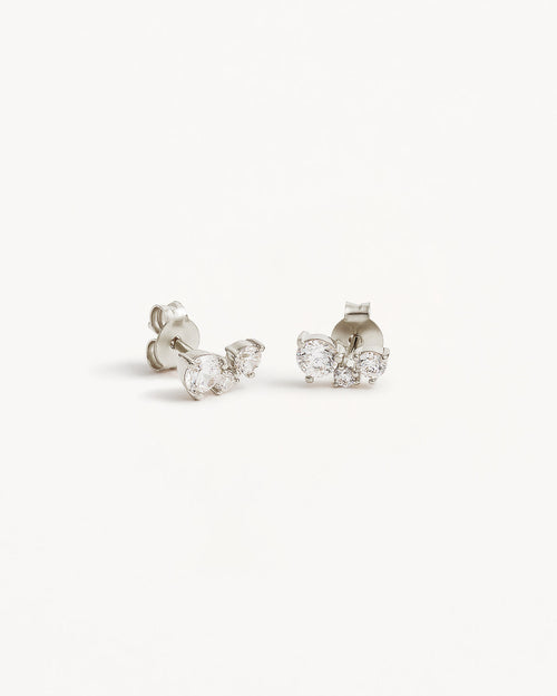 White Gold Vermeil Whispers of Love Stud Earrings