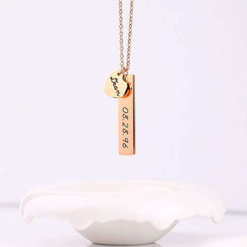Engraved Heart Pendant Necklace • Best Friend Gift