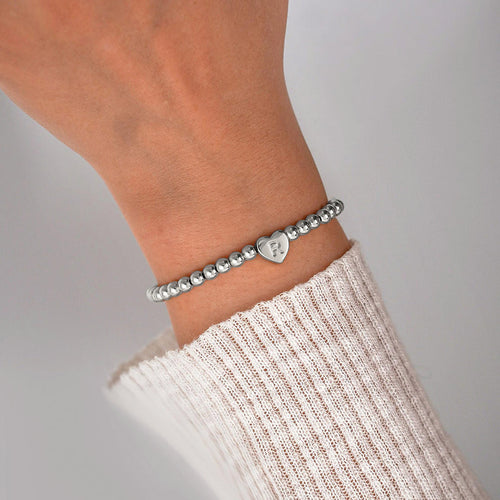 Beaded Bracelet with Heart Initial