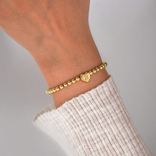 Beaded Bracelet with Heart Initial