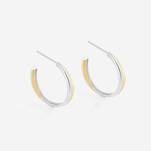 Mixed Metal Crossover Earrings