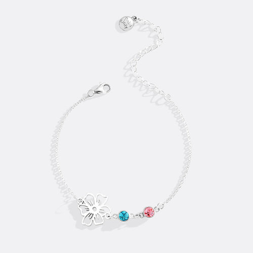 Personalized Birth Flower & Birthstones Bracelet August Poppy