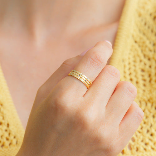 Narrow Textured Birthstone Band