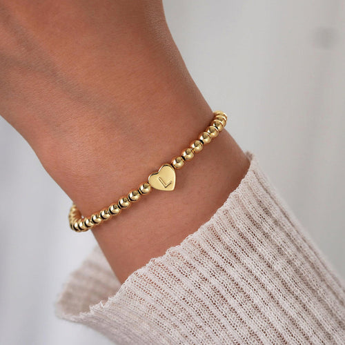 Beaded Bracelet with Heart Initial