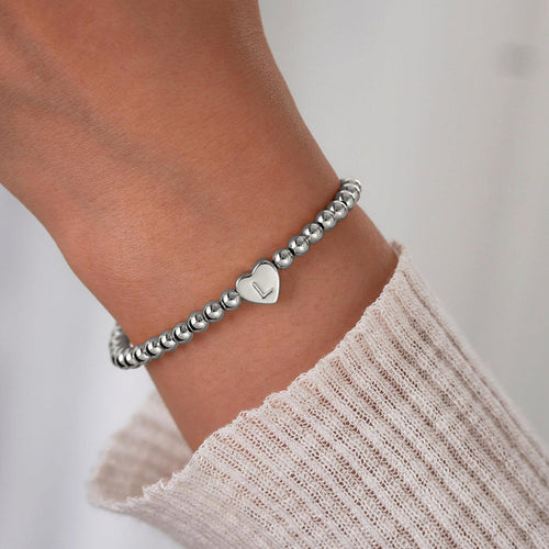 Beaded Bracelet with Heart Initial