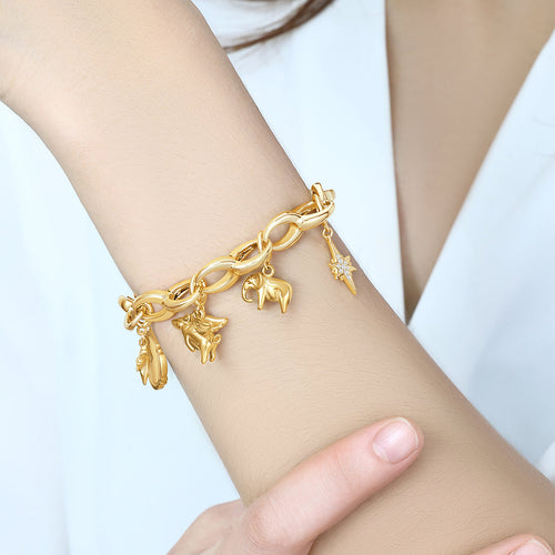 Bold Cable Link Charm Bracelet