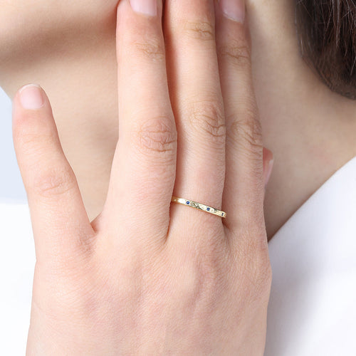 Narrow Textured Birthstone Band