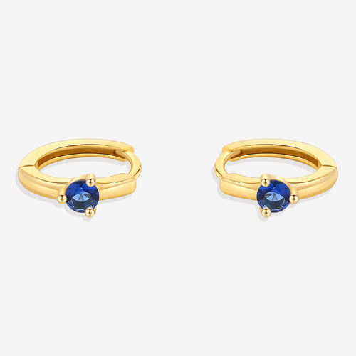 Single Stone Birthstone Huggie Hoop Earrings