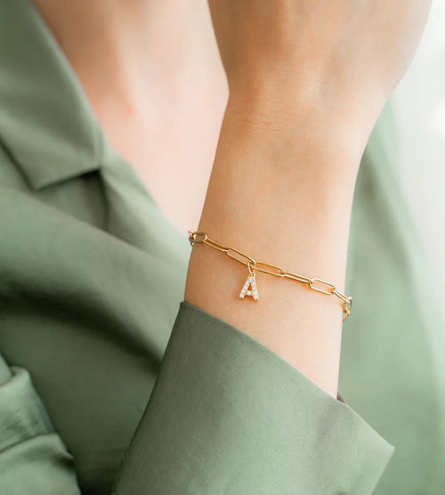 Dainty Pave Initial Charm