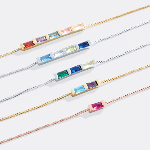 Dainty Baguette Birthstone Bracelet