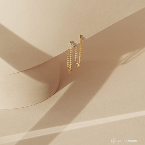 Curb Chain Stud Earrings
