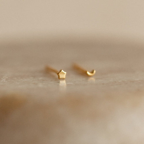Tiny Moon & Star Studs