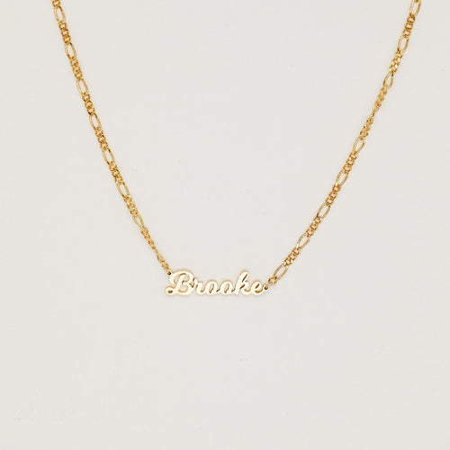 Mellow Name Necklace in Figaro Chain