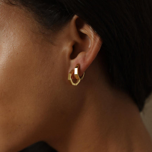 Audrey Hexagon Huggie Earrings