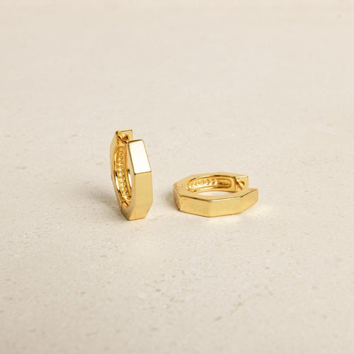 Audrey Hexagon Huggie Earrings
