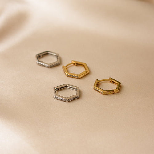Parker Pave Hexagon Huggies