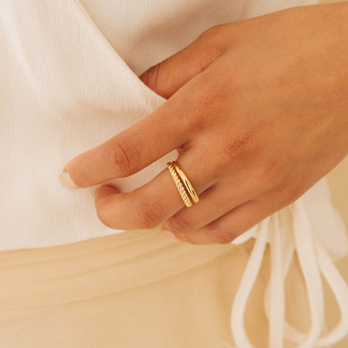 Dynamic Duo: Bold Fusion of Solid and Twisted Bands in the Minimalist Duo Ring