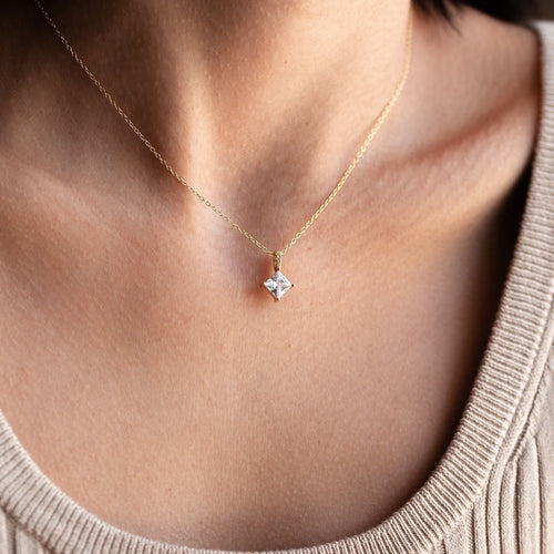 Princess Cut CZ Diamond Pendant
