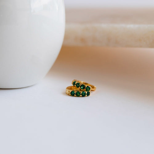 Emerald Huggie Hoops
