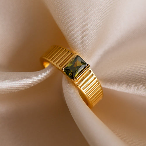 The Olive Peridot Signet Ring