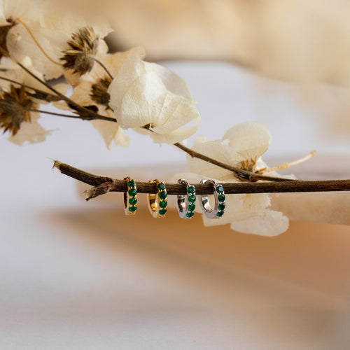 Emerald Huggie Hoops