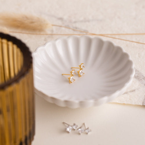 Aria Diamond Drop Stud Earrings