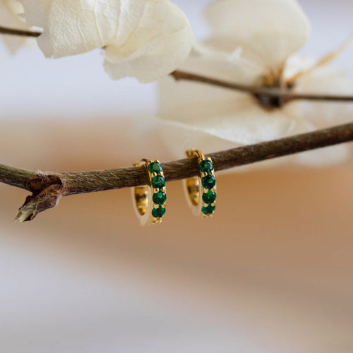 Emerald Huggie Hoops