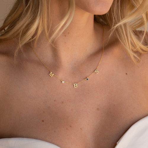 Personalized Birthstone Letter Necklace